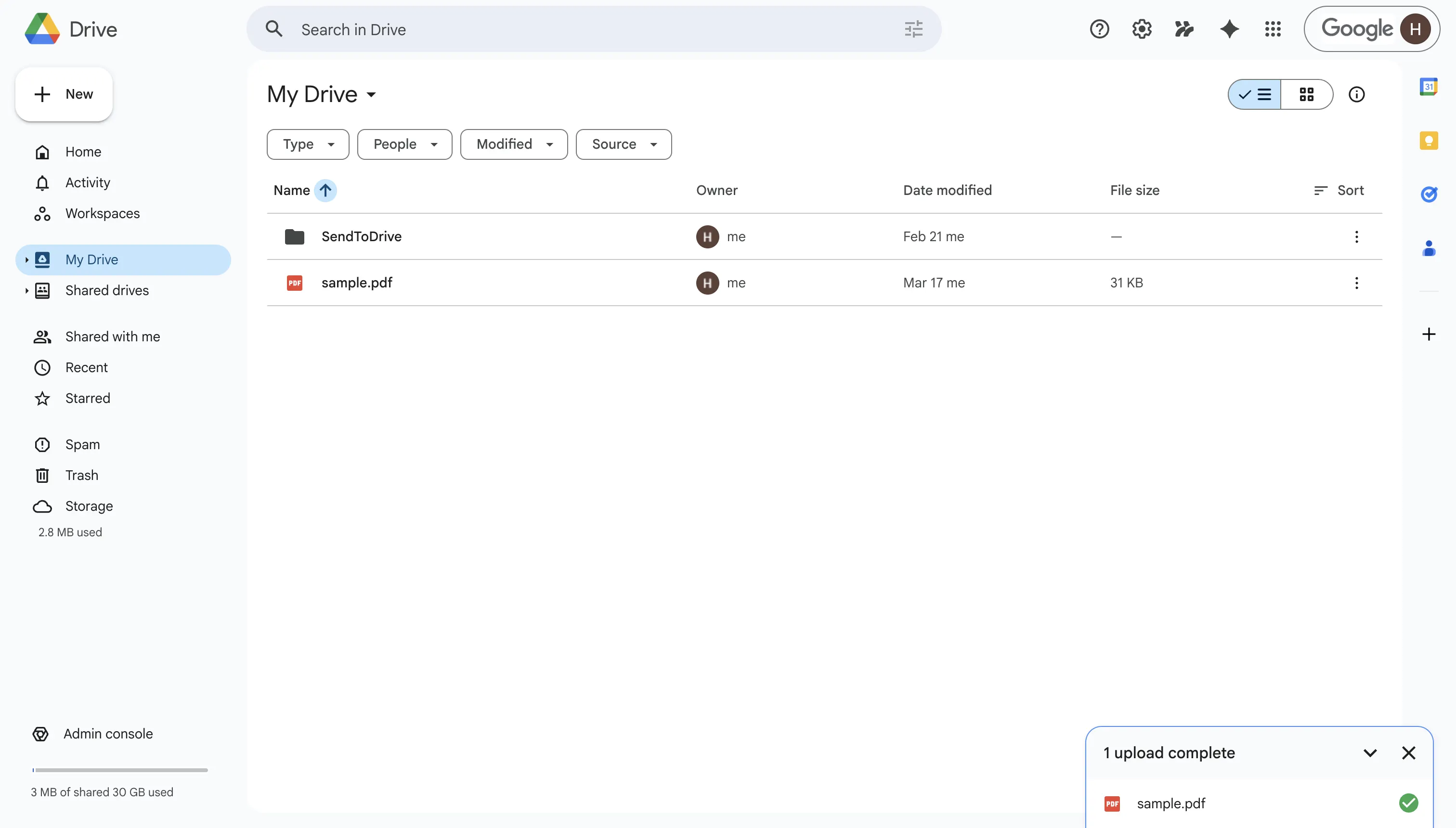 Files stored in Google Drive