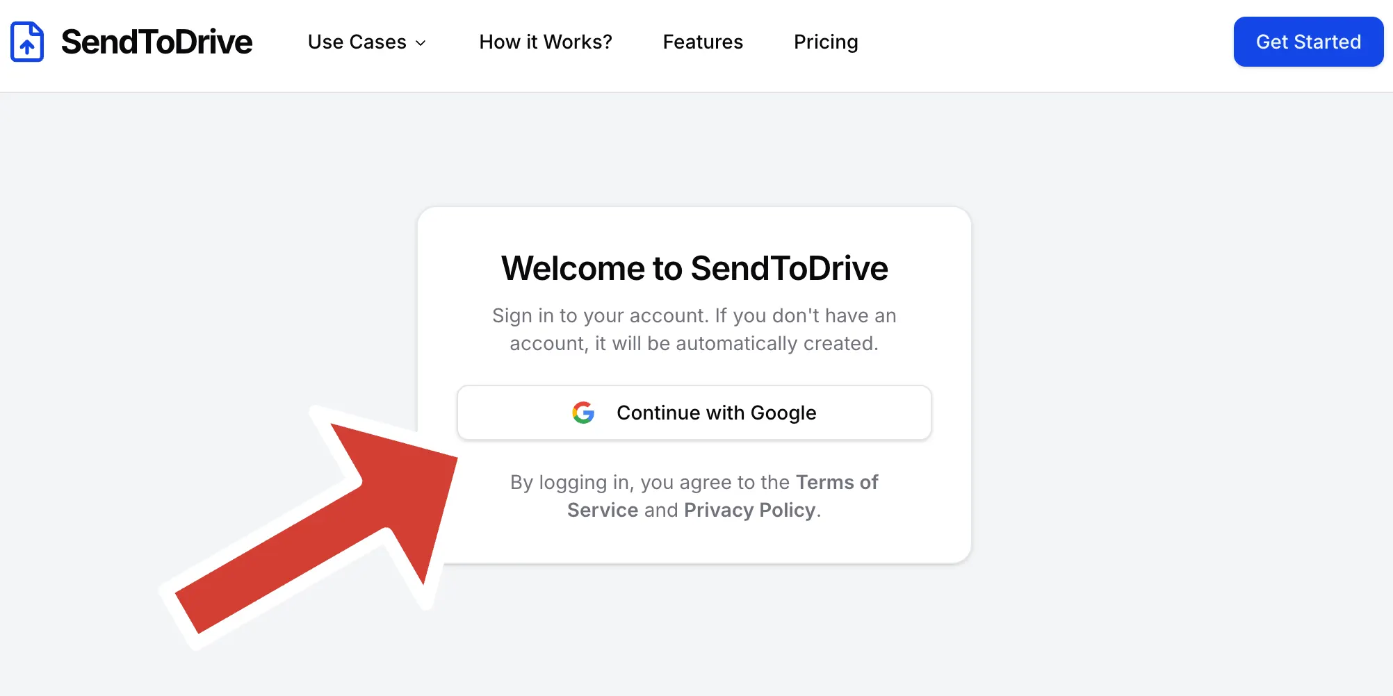 Step 2 — Click Continue with Google
