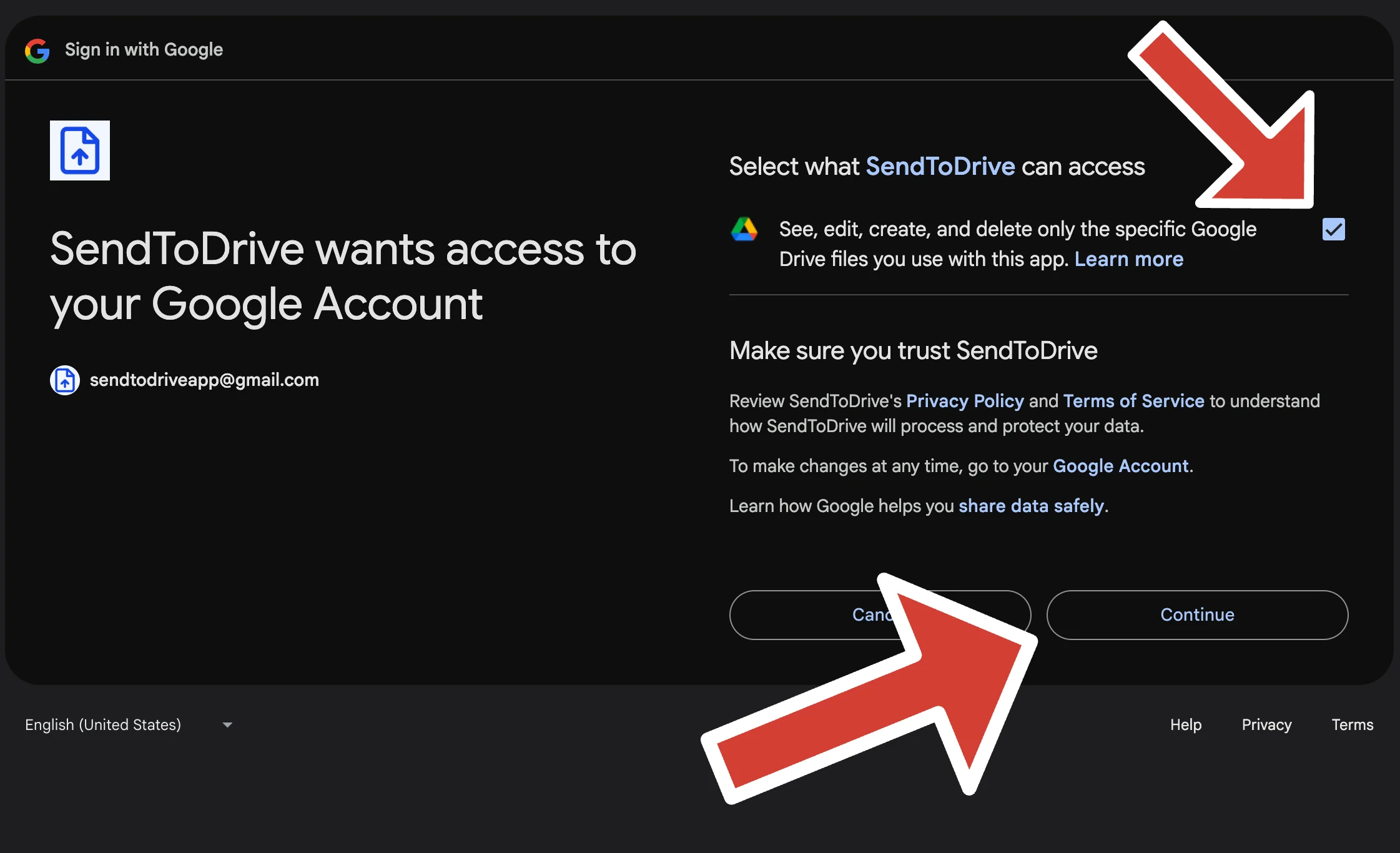 Step 5 — Grant Google Drive Permission
