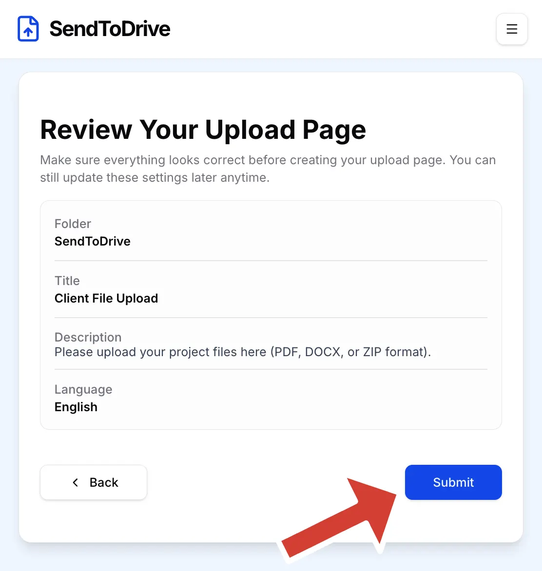 Step 8 — Review Your Upload Page