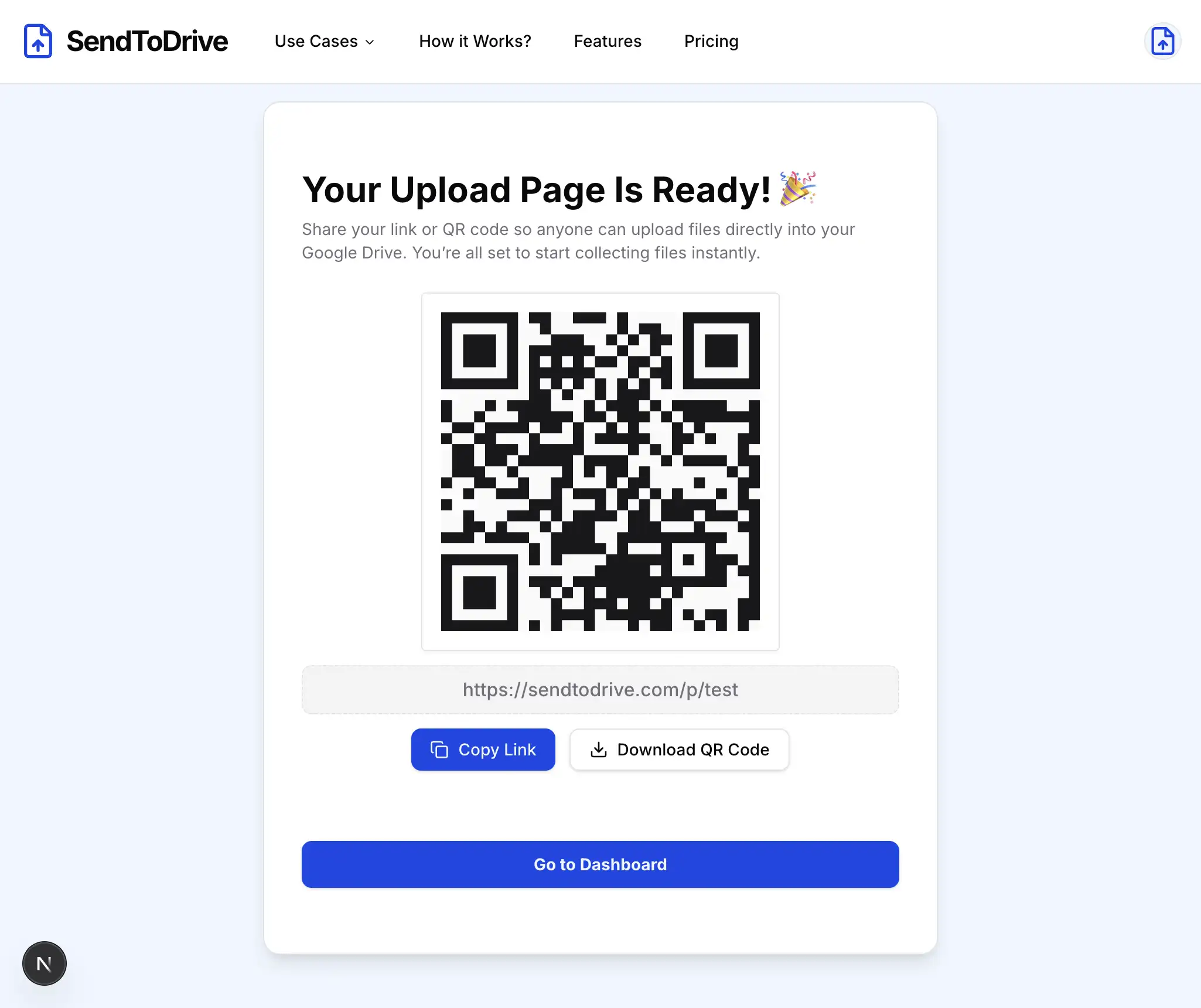 Step 9 — Your Upload Page Is Ready